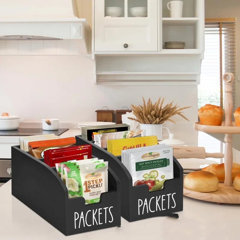 Boîte de rangement pour épices de cuisine, étagère à épices en bois avec 4 compartiments, organis...