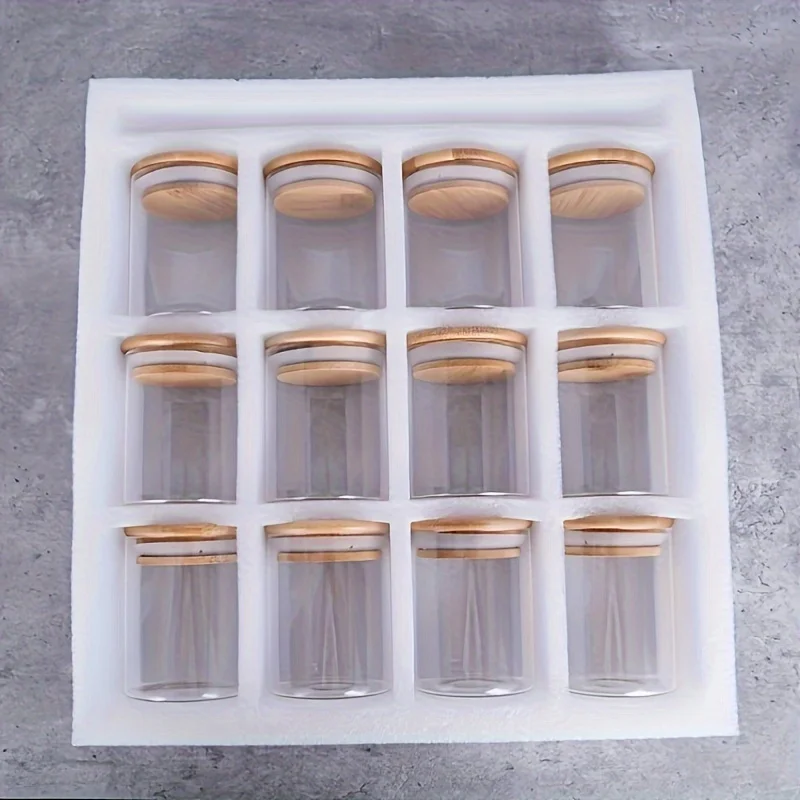Pots à épices en verre avec couvercle en bambou, récipients à épices hermétiques de 8oz avec étiq... – Image 2