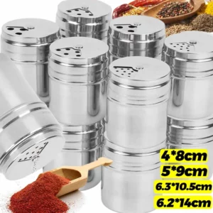 Pot d'assaisonnement en acier inoxydable, salière polyvalente, sucre, couvercle rotatif, bouteill...