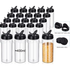 Boîtes à épices transparentes en plastique de 400 ml avec couvercle doseur, contenants à assaison...