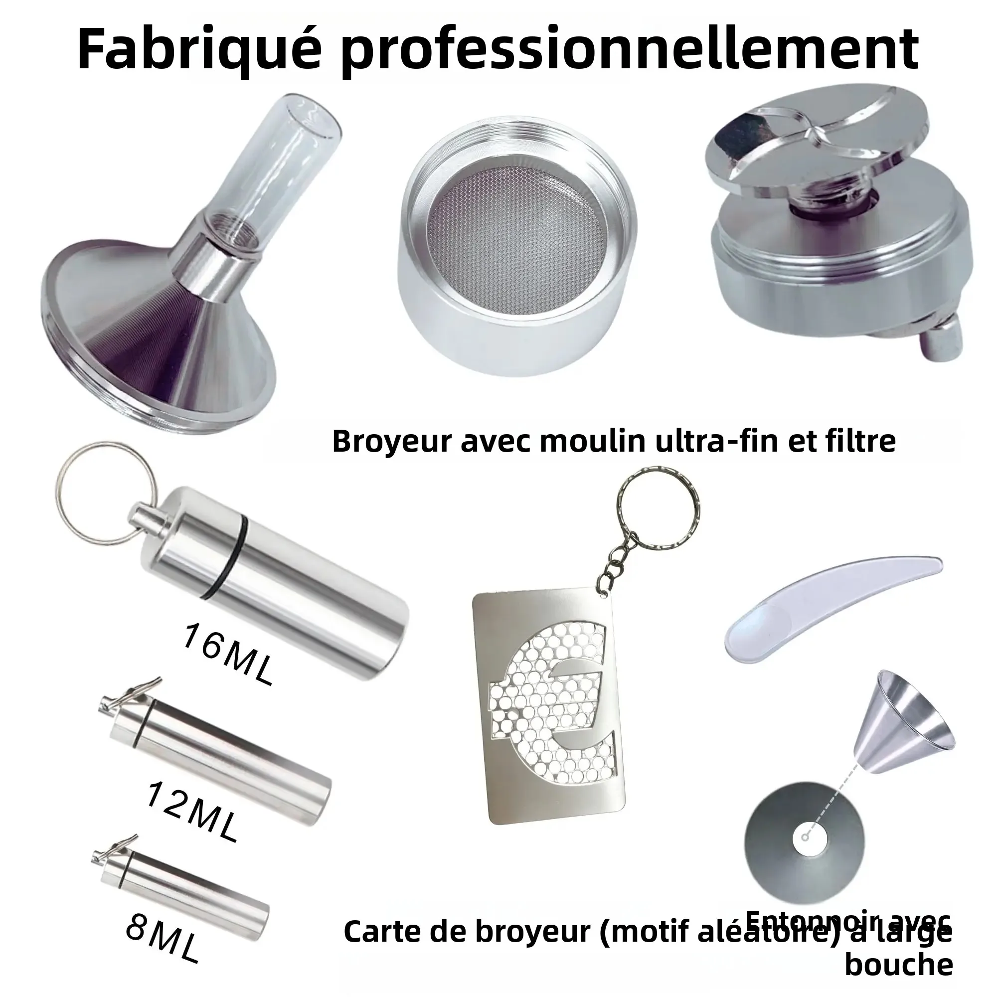 Kit de moulin à épices compact avec flacons de rangement, cuillère et entonnoir à large ouverture... – Image 3