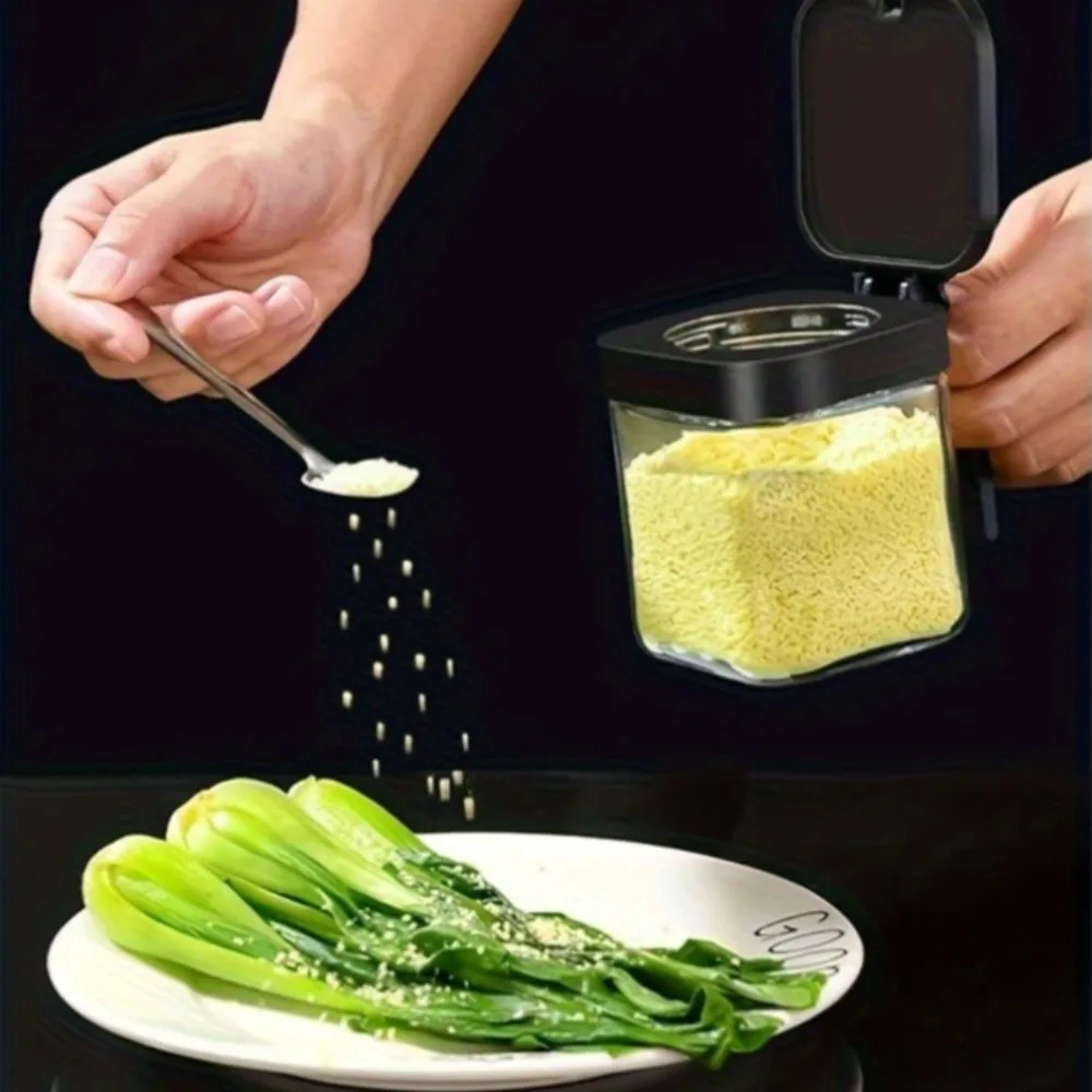 Coffret de 3 pots à épices transparents avec cuillères – Gris clair – Image 3